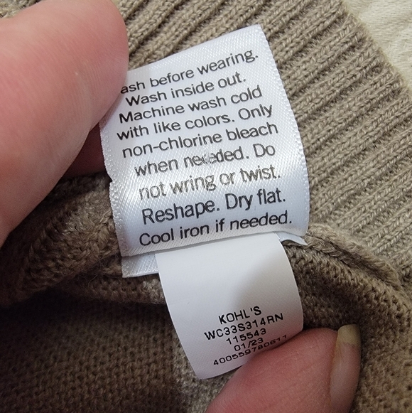 Croft & Barrow Crew Neck Sweater Long Sleeve Ribbed Tan Size Medium - Picture 12 of 14